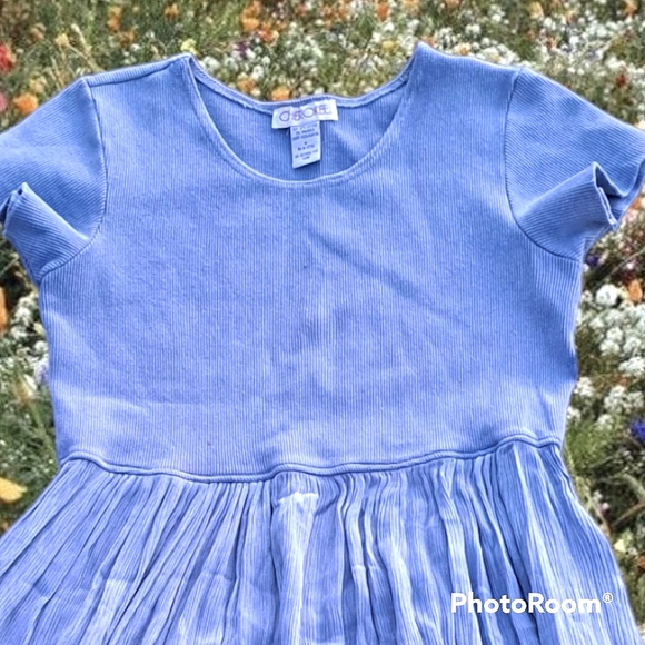 SOLD Vtg 90s fairy cottagcore flowy periwinkle dress - Picture 4 of 12